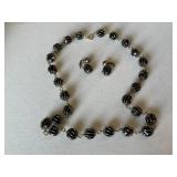 Vintage Cage & Ball Style Necklace & Earring Set