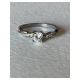 Sterling Silver White Sapphire Solitaire Ring