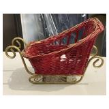 Wicker & Metal Sleigh & Ornament