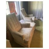 2 Vintage Upholstered Arm Chairs & Ottoman