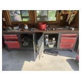 Large 2 Section Work Bench & Contents