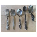 3 Sterling Silver Spoons & 2 Sterling Silver Forks
