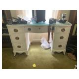 Vintage Paint Decorated Kneehole Desk