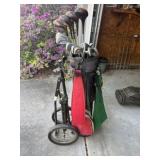 Vintage Golf Clubs & Pull Cart
