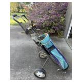 Vintage Golf Clubs & Pull Cart