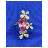 Sterling Silver & Pink CZ Ring