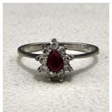 Sterling Ring with Diamonds and Rubies