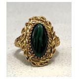 18KT. Gold Overlay Malachite Ring