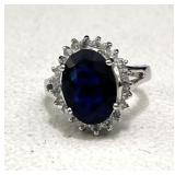Blue and White CZ Ring