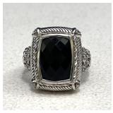 Ring with Onyx & Cubic Zirconium Stones