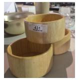 3 Piece Blonde Teak Salad Bowls
