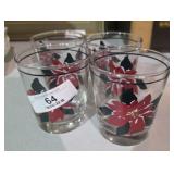 Vintage Poinsettia Rocks Glasses