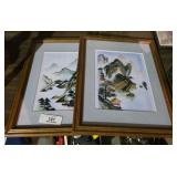 Vintage Framed Asian Wall Art Set