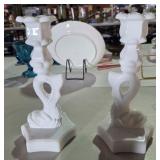 Westmorland Milk Glas Koi Fish Candleholders