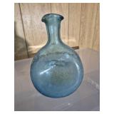 Vintage Blue Crackle Glass Pinch Vase