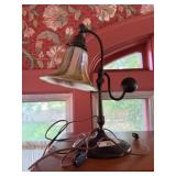 Cast Iron Art Glass Lamp