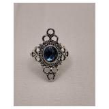 Ornate Blue Stone Estate Cocktail Ring