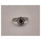 Sterling Silver Garnet Solitaire Ring