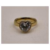 Large Quartz Heart Solitaire Ring