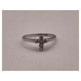 Sterling Silver White Sapphire Cross Ring