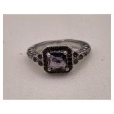 Ornate Princess Cut Estate Amethyst Ring