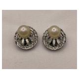 Peal & Austrian Crystal Art Deco Earrings