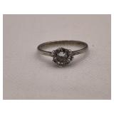 Sterling Silver White Sapphire Solitaire Ring
