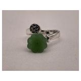Vintage Carved Jade Flower Ring