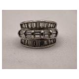Sterling Silver White Sapphire Ornate Wedding Band