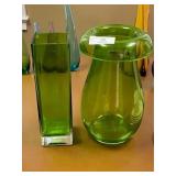 2 Large Polish Handmade Glass Vases