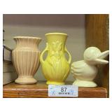 2 Vintage Vases & A Duck Planter