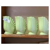 4 Art Deco Shell Shaped Vases