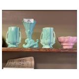 3 Vintage Pottery Vases & Bowl