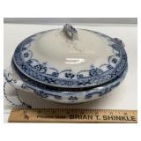 Antique T. Rathbone & Co. Blue Transferware Tureen