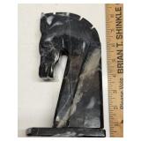 Carved Stone Horse Head Bookend Sculpture