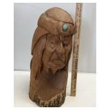 Hand Carved Native American Bust