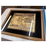 Framed Double Hemisphere Map Print
