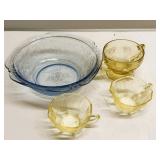 Depression Glass Bowl & Cups