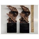 Pair of Eagle Flag Statues