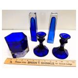 Cobalt Blue Art Glass Decor Lot
