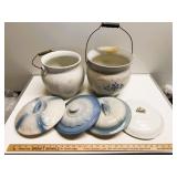 Vintage Stoneware Chamber Pots & Lid Lot