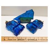Avon Blue Glass Car & Sailboat Decanters