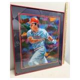 Autographed Johnny Bench Framed Baseball Print