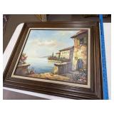 Coastal Villa Landscape Oil Painting