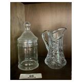Vintage Glass Jar & Pinwheel Crystal Pitcher
