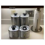 Vintage 4 Piece Aluminum Canister Set & Misc.