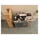 Tote of VHS Movies  & Wood Stand