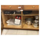 2 Cabinets of Cookware & Misc.