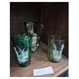 Three Pcs of Mary Gregory Glass