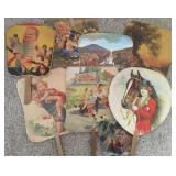 Lot of Advertising Hand Fans + Calendar